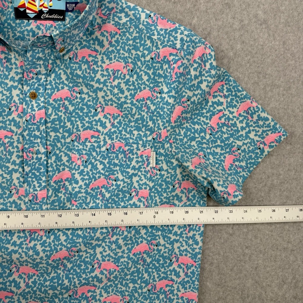 Chubbies Shirt Mens Medium Blue Polo Flamingo All Over Print Performance Golf - Picture 8 of 10